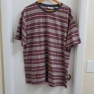 Vintage Canyon River Blues Men's Striped T-Shirt - Red and Gray Size XL